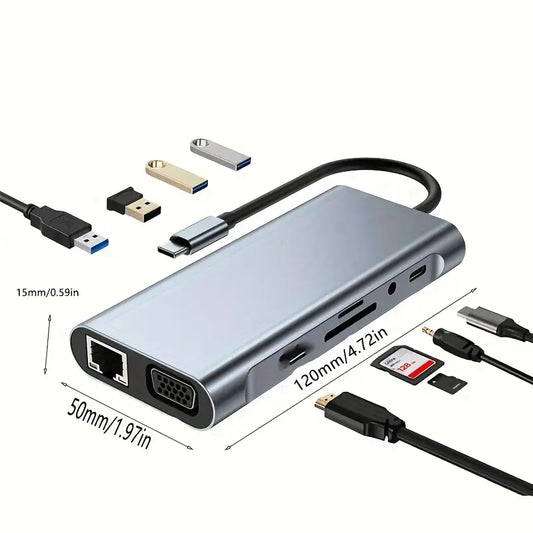 11-in-1 USB Type C Hub HD Converter